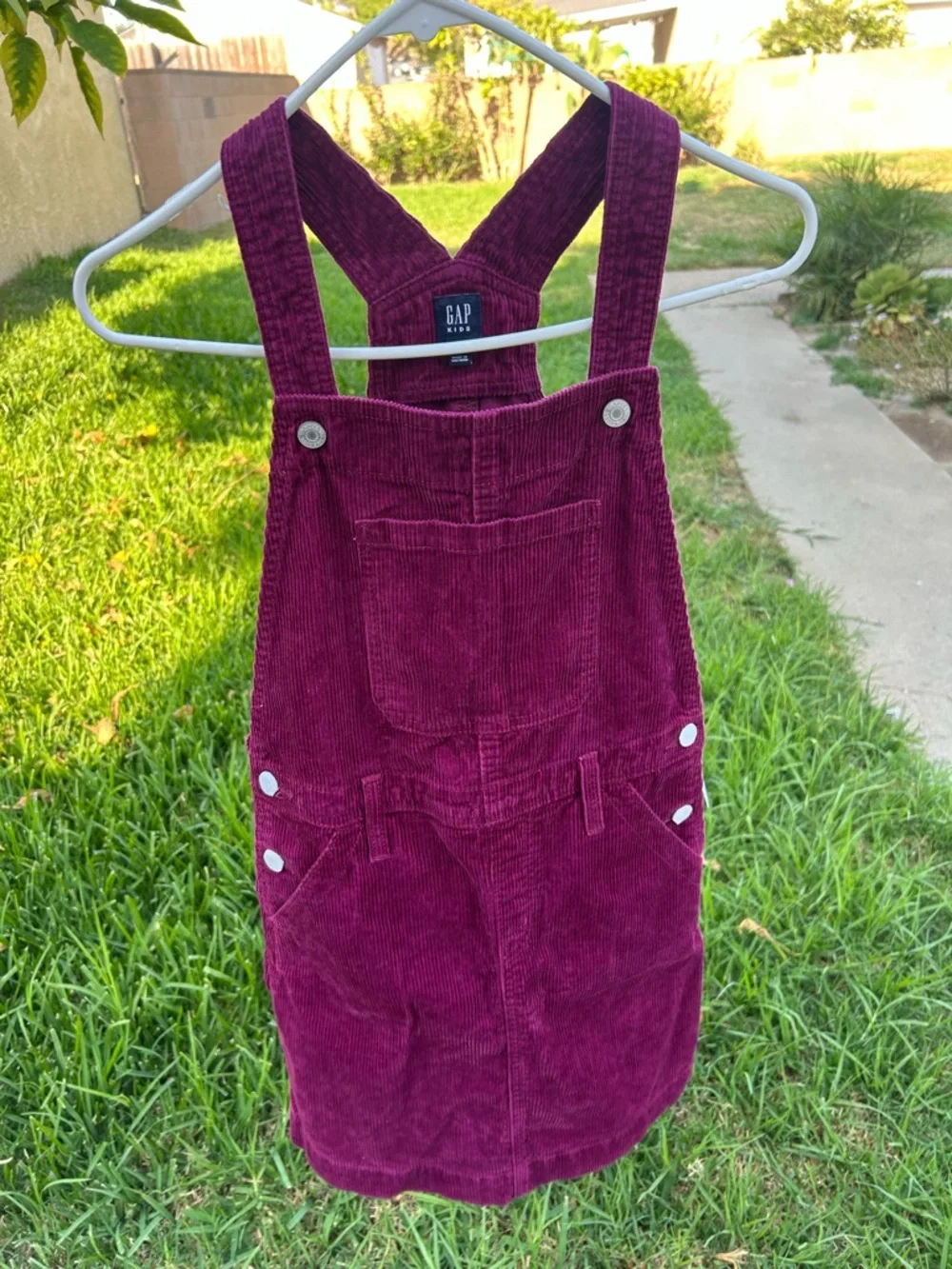 GAP Girls Corduroy Pinafore Dress in Deep Berry